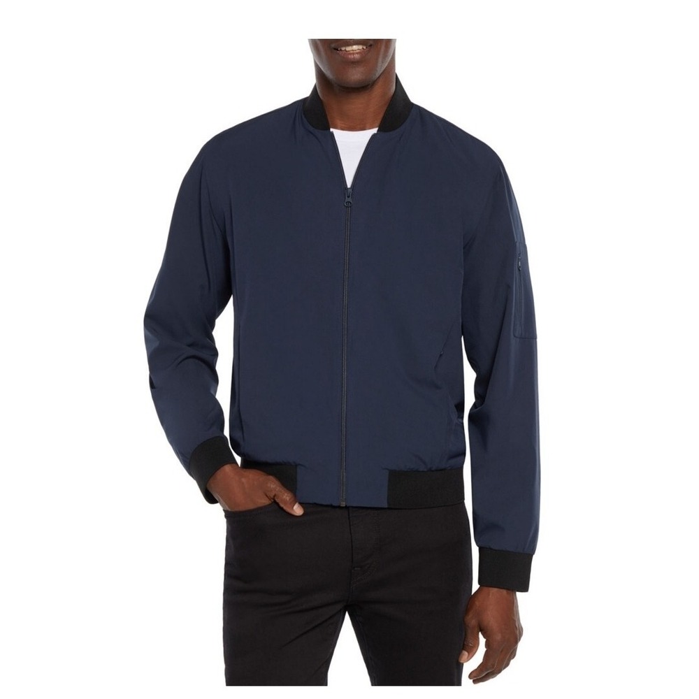 Express Men's Lightweight Bomber Jacket Black Iris Full Zip Size 2XL NWT $148